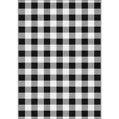 Rynx | Black and White Bedroom Rug Modern Check Pattern Area Rug Polyester Washable Stain-Resistant Carpet