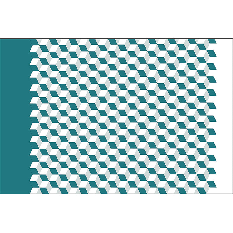Rynx | Modern Living Room Rug Multicolor Cube Print Rug Polyester Non-Slip Backing Washable Area Rug