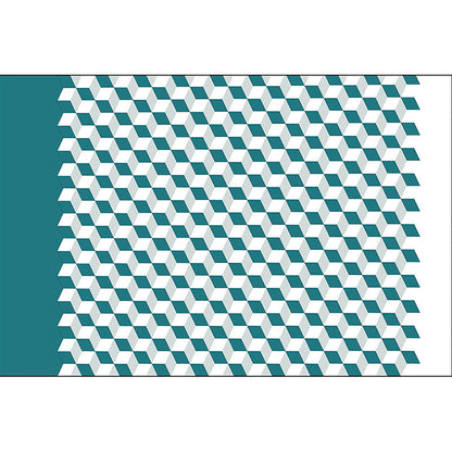 Rynx | Modern Living Room Rug Multicolor Cube Print Rug Polyester Non-Slip Backing Washable Area Rug