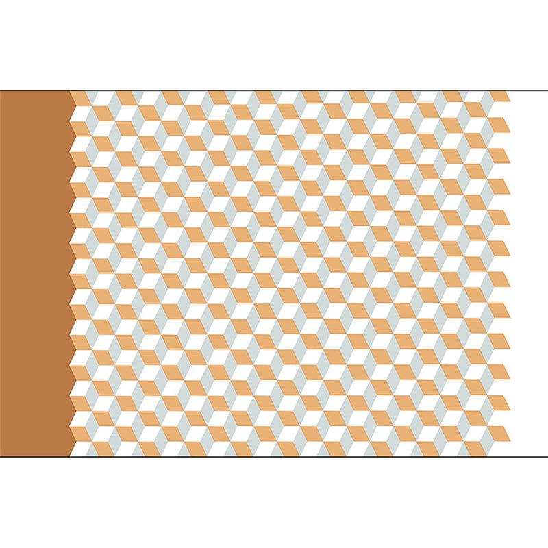 Rynx | Modern Living Room Rug Multicolor Cube Print Rug Polyester Non-Slip Backing Washable Area Rug