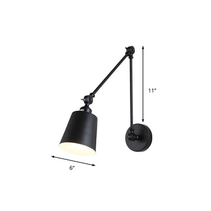 Rynx | 1 Light Metal Wall Lamp Contemporary Black/Rust Colored Tailored Bedroom Wall Lamp Sconces with Adjustable Arm