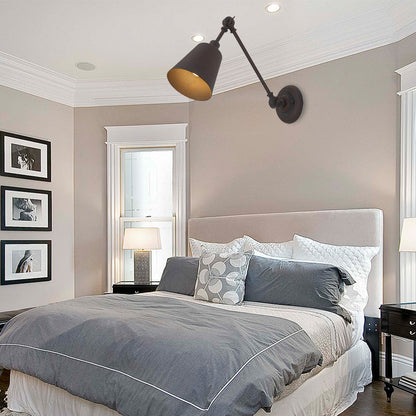 Rynx | 1 Light Metal Wall Lamp Contemporary Black/Rust Colored Tailored Bedroom Wall Lamp Sconces with Adjustable Arm