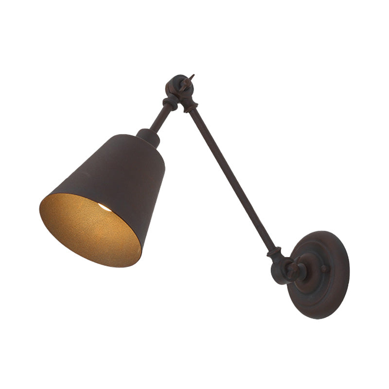 Rynx | 1 Light Metal Wall Lamp Contemporary Black/Rust Colored Tailored Bedroom Wall Lamp Sconces with Adjustable Arm
