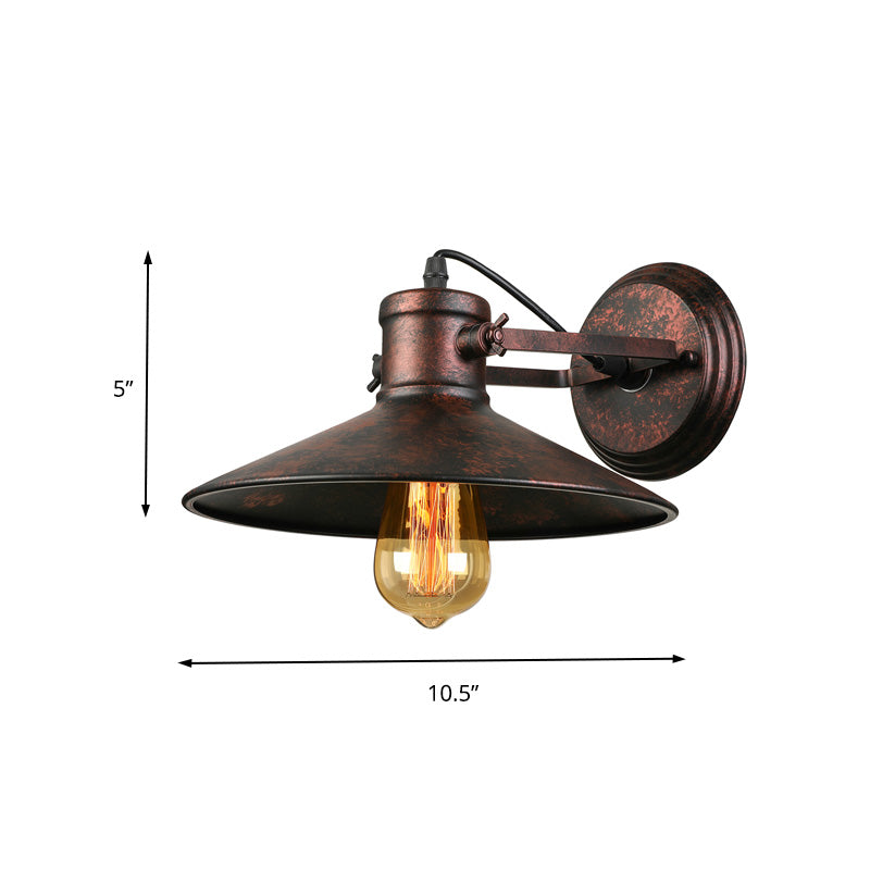 Rynx | Metallic Saucer Wall Light Antique Style 1-Bulb Hallway Wall Light Lamp in Black/Rust