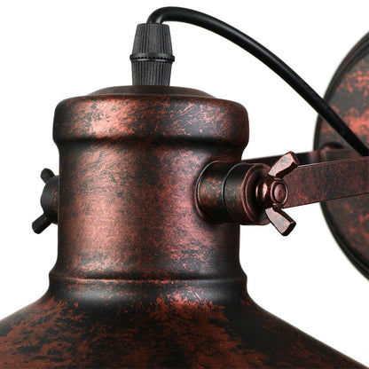 Rynx | Metallic Saucer Wall Light Antique Style 1-Bulb Hallway Wall Light Lamp in Black/Rust