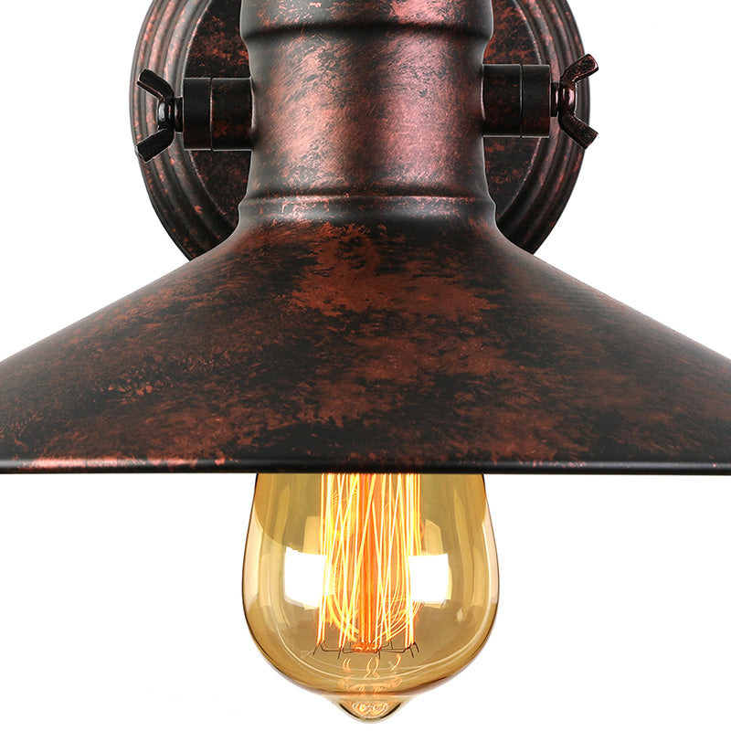 Rynx | Metallic Saucer Wall Light Antique Style 1-Bulb Hallway Wall Light Lamp in Black/Rust