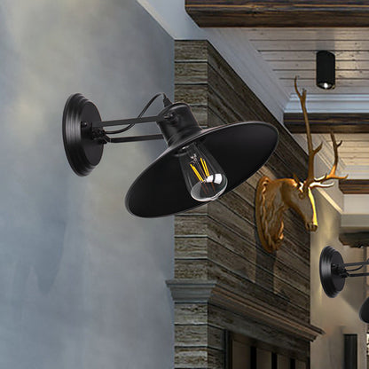 Rynx | Metallic Saucer Wall Light Antique Style 1-Bulb Hallway Wall Light Lamp in Black/Rust