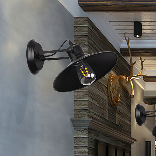 Rynx | Metallic Saucer Wall Light Antique Style 1-Bulb Hallway Wall Light Lamp in Black/Rust