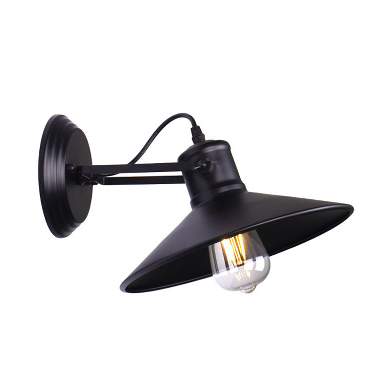 Rynx | Metallic Saucer Wall Light Antique Style 1-Bulb Hallway Wall Light Lamp in Black/Rust