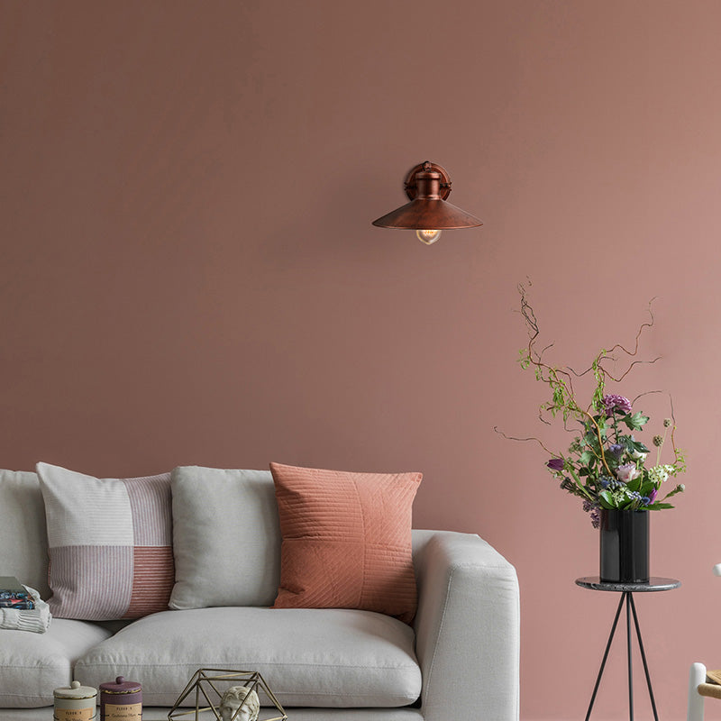 Rynx | Metallic Saucer Wall Light Antique Style 1-Bulb Hallway Wall Light Lamp in Black/Rust