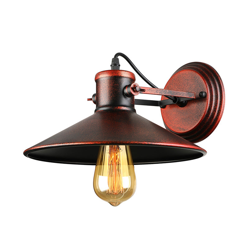 Rynx | Metallic Saucer Wall Light Antique Style 1-Bulb Hallway Wall Light Lamp in Black/Rust