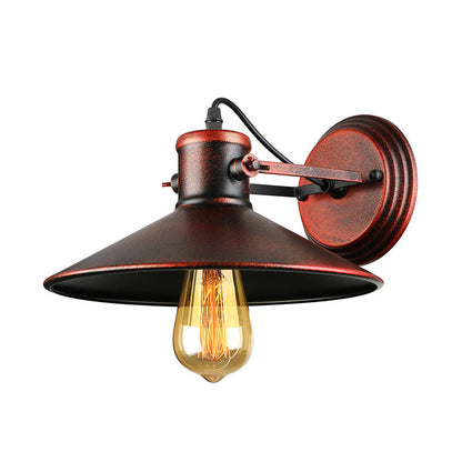 Rynx | Metallic Saucer Wall Light Antique Style 1-Bulb Hallway Wall Light Lamp in Black/Rust