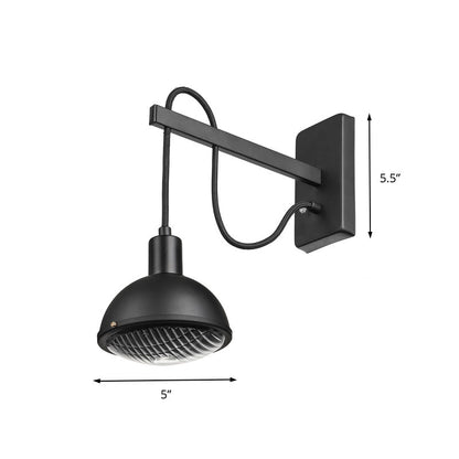 Rynx | 1 Light Wall Lighting Farm Bowl Shade Metallic Wall Lamp in Black for Dining Room