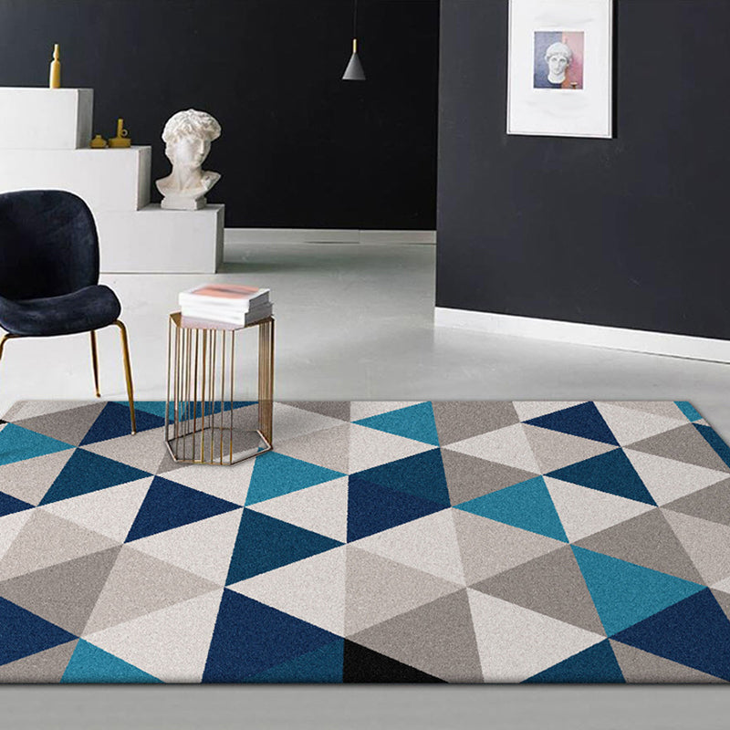 Rynx | Modern Living Room Rug Colorful Geometric Triangle Print Rug Polyester Stain-Resistant Area Rug
