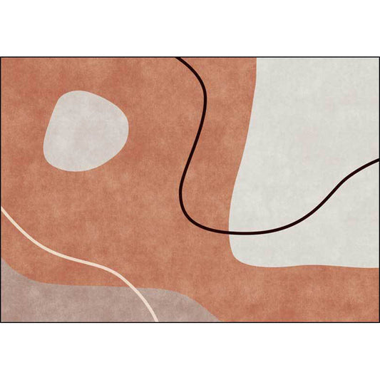 Rynx | Orange Bedroom Rug Novelty Color Block Irregular Shape Line Pattern Rug Polyester Stain Resistant Rug