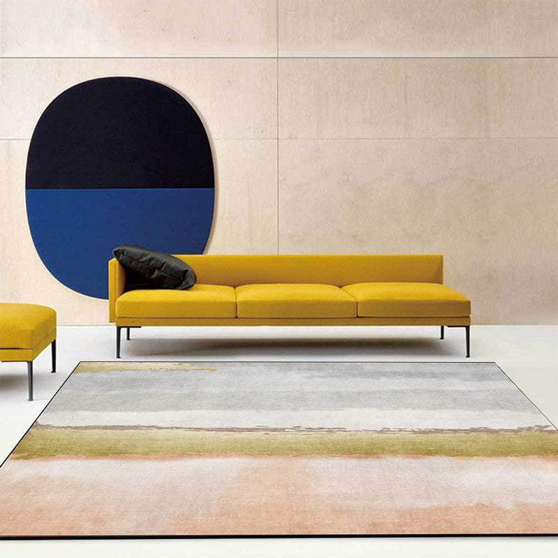 Rynx | Modern Abstract Rug Grey and Pink Polyester Rug Machine Washable Non-Slip Area Rug for Bedroom