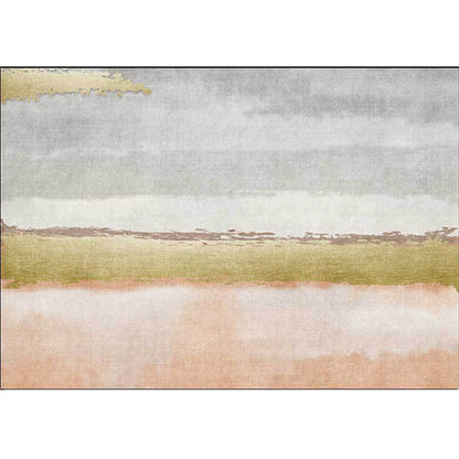 Rynx | Modern Abstract Rug Grey and Pink Polyester Rug Machine Washable Non-Slip Area Rug for Bedroom