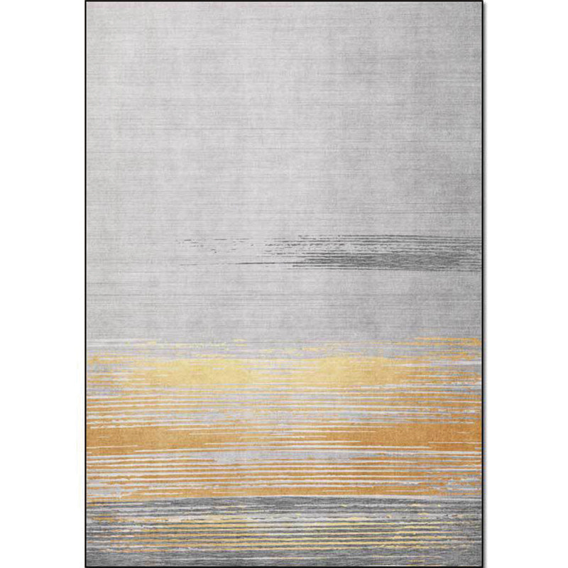Rynx | Nordic Striped Pattern Rug Grey and Yellow Polyester Rug Machine Washable Non-Slip Area Rug for Bedroom