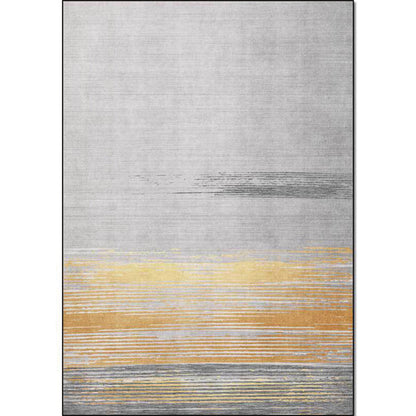Rynx | Nordic Striped Pattern Rug Grey and Yellow Polyester Rug Machine Washable Non-Slip Area Rug for Bedroom