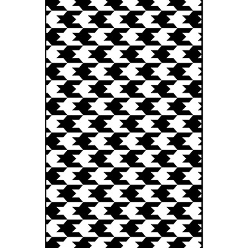 Rynx | Black and White Bedroom Rug Modern Plaid Houndstooth Pattern Area Rug Polyester Non-Slip Backing Carpet