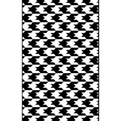 Rynx | Black and White Bedroom Rug Modern Plaid Houndstooth Pattern Area Rug Polyester Non-Slip Backing Carpet