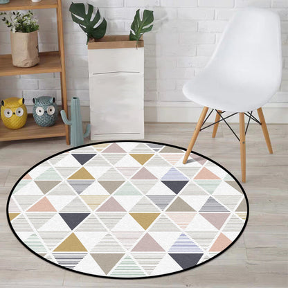 Rynx | Modern Living Room Rug in Ivory Geometric Triangle Stripe Print Rug Polyester Anti-Slip Backing Area Rug