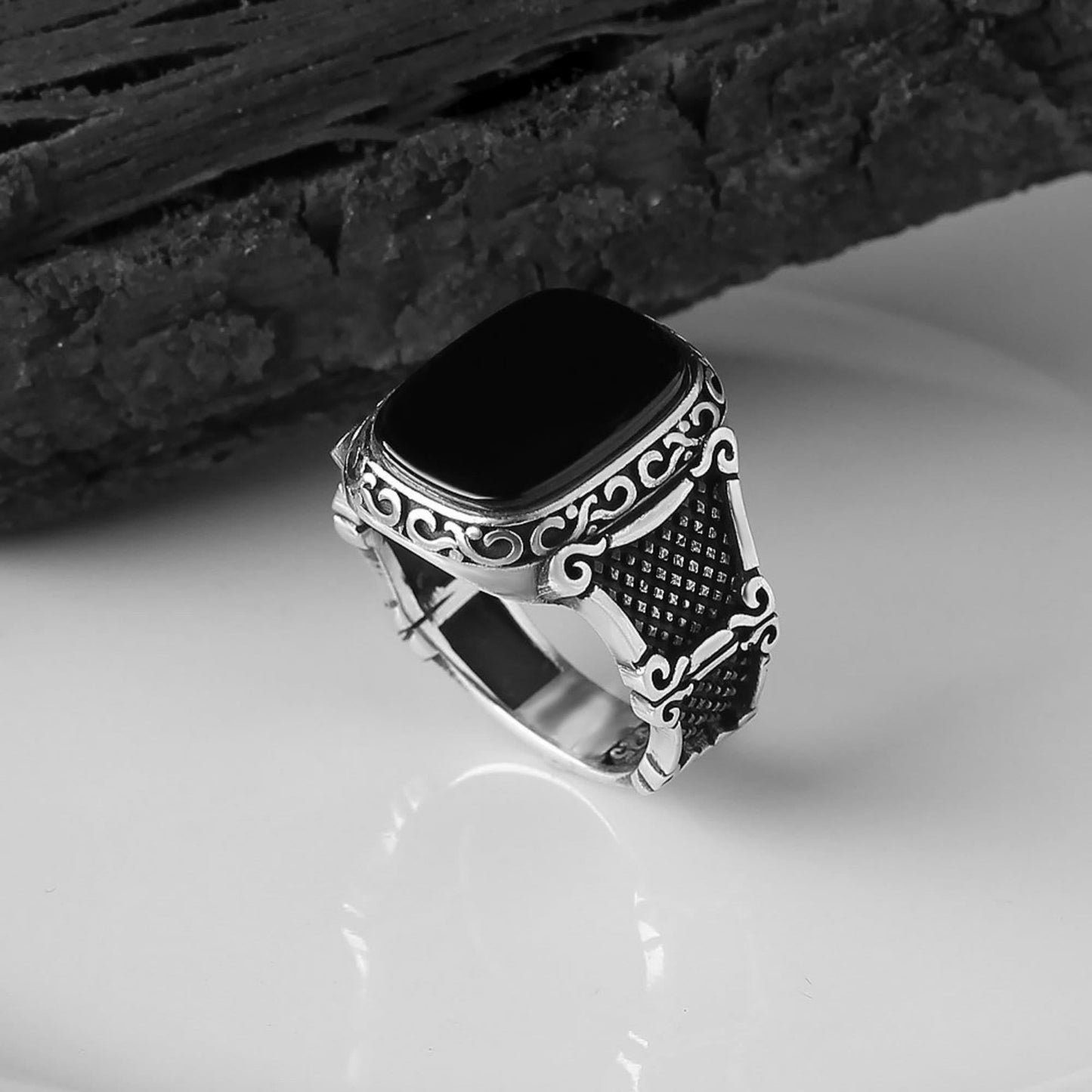 RYNX | Black Onyx and Silver Ring for the Modern Man - Max