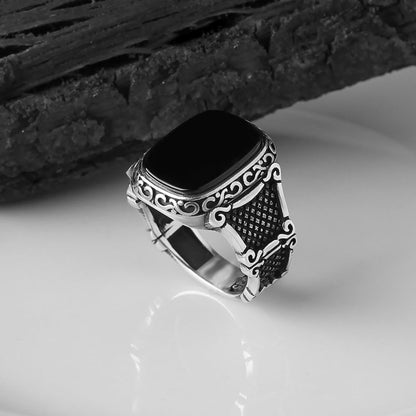 RYNX | Black Onyx and Silver Ring for the Modern Man - Max