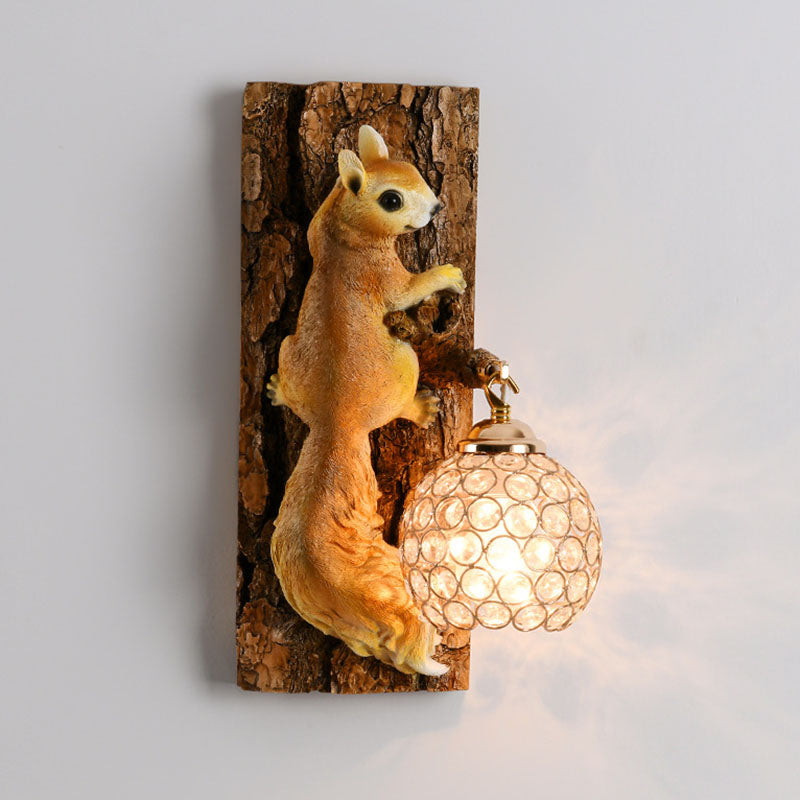 Rynx | Crystanova Wall light | Creative squirrel design | Crystal details | 1-bulb lamp for bedroom