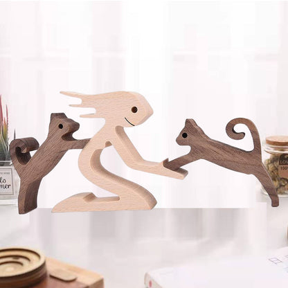 Rynx | Gift for Animal Lovers - Wooden Sculpture Table Ornaments - The Love Between You and Your Furry Friend