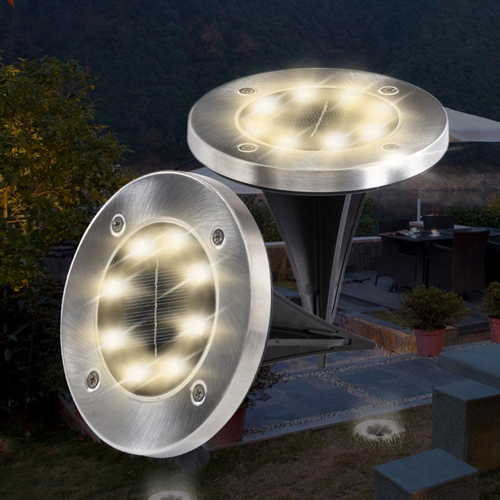 Rynx | 4 Pack Solar Lights 8 LED Solar Lights Outdoor Solar-Powered Garden Lights Waterproof Recessed Lights for Patio Path Garden Lawn Courtyard Driveway Patio Walkway
