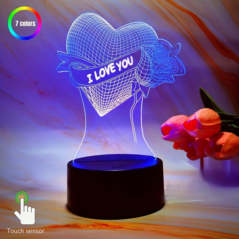 Rynx | HartLicht - 3D LED Illusion Lamp with Touch Control, 7 Colors & USB/Battery Power