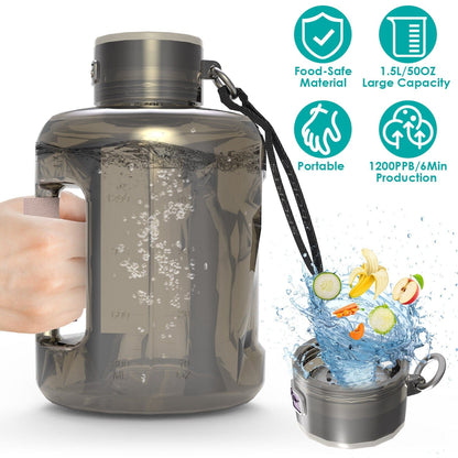Rynx | 1.5L Large Capacity Portable Rechargeable Hydrogen Water Bottle 6 Min. Quick Electrolysis