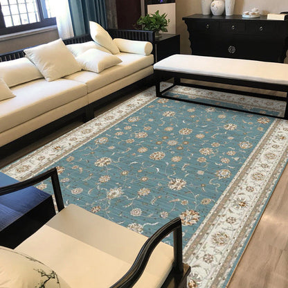 Rynx | Persian Geometric Print Rug Green and Beige Polyester Rug Machine Washable Non-Slip Area Rug for Living Room