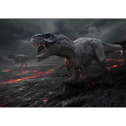 Rynx | Dark Grey Novelty Rug Polyester Dinosaur Pattern Rug Washable Non-Slip Backing Carpet for Living Room