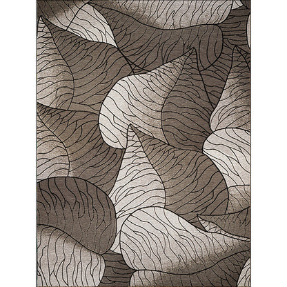 Rynx | Brown and Grey Modern Rug Polyester Botanical Leaf Pattern Rug Washable Non-Slip Backing Carpet for Living Room