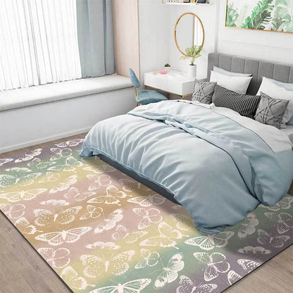 Rynx | Multicolor Modern Rug Polyester Butterfly Pattern Rug Washable Non-Slip Backing Carpet for Living Room