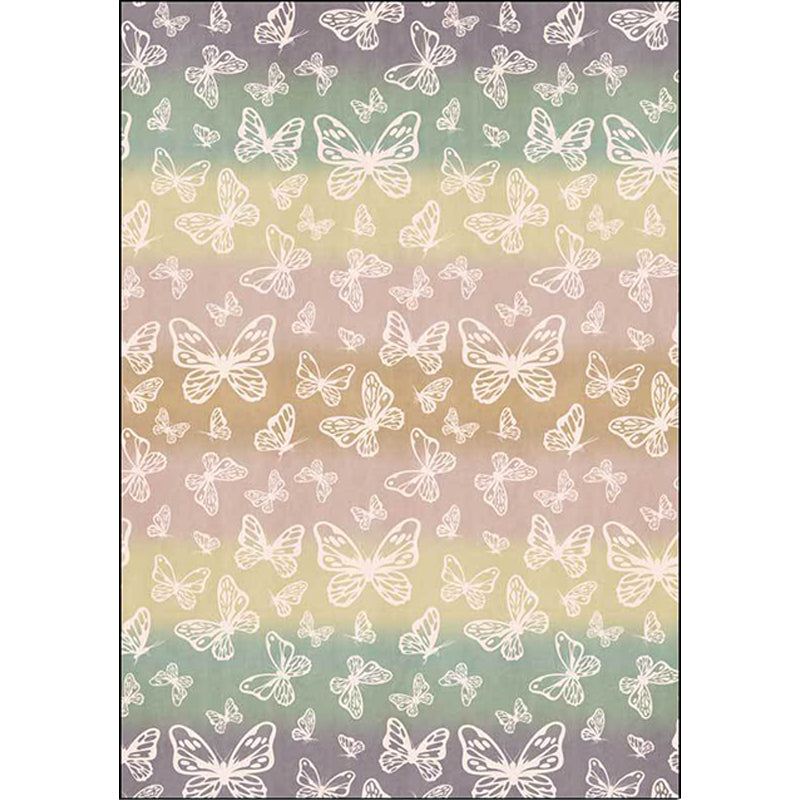 Rynx | Multicolor Modern Rug Polyester Butterfly Pattern Rug Washable Non-Slip Backing Carpet for Living Room