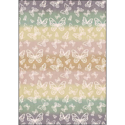 Rynx | Multicolor Modern Rug Polyester Butterfly Pattern Rug Washable Non-Slip Backing Carpet for Living Room