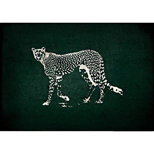 Rynx | Dark Green Contemporary Rug Polyester Cheetah Print Rug Washable Non-Slip Backing Carpet for Living Room