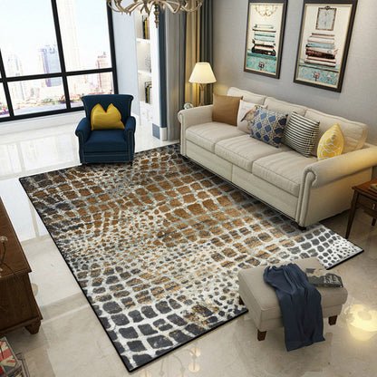 Rynx | Modern Crocodile Print Rug Brown Polyester Rug Machine Washable Non-Slip Area Rug for Bedroom
