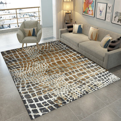 Rynx | Modern Crocodile Print Rug Brown Polyester Rug Machine Washable Non-Slip Area Rug for Bedroom