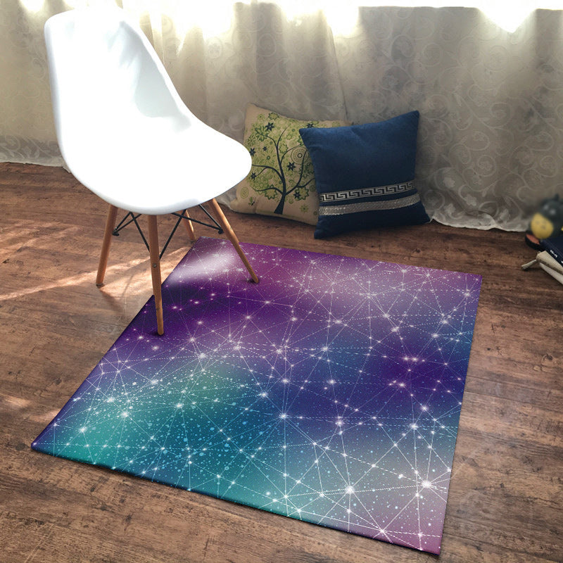 Rynx | Simple Modern Rug in Purple Outer Space Star Geometry Pattern Rug Polyester Stain-Resistant Carpet for Home Decoration