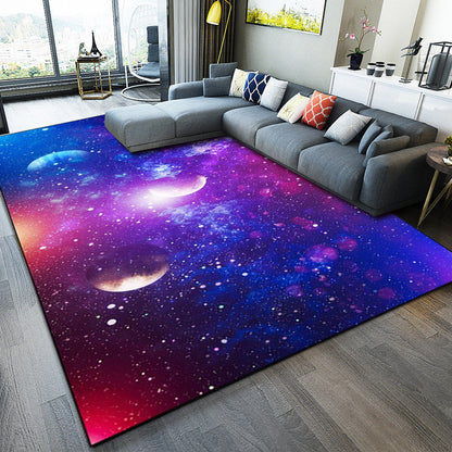 Rynx | Casual Modern Rug in Blue Outer Space Galaxy Pattern Rug Polyester Washable Carpet for Home Decoration