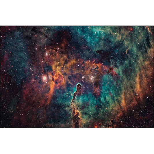 Rynx | Minimalist Modern Rug in Green and Orange Outer Space Nebula Pattern Rug Polyester Non-Slip Carpet for Home Decoration