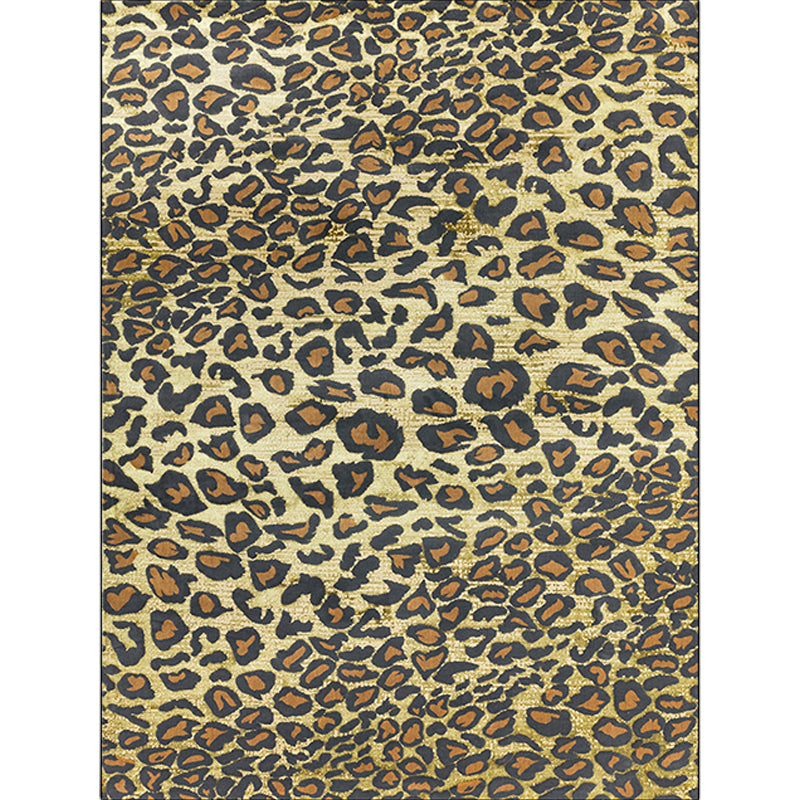 Rynx | Funky Leopard Pattern Rug Yellow Novelty Rug Polyester Washable Anti-Slip Backing Area Rug for Living Room