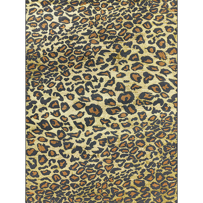 Rynx | Funky Leopard Pattern Rug Yellow Novelty Rug Polyester Washable Anti-Slip Backing Area Rug for Living Room