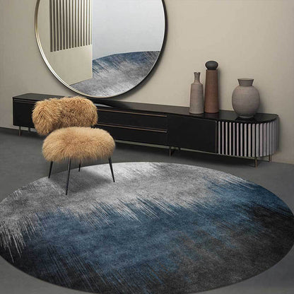 Rynx | Blue and Grey Modern Rug Polyester Ombre Pattern Rug Washable Non-Slip Backing Carpet for Living Room