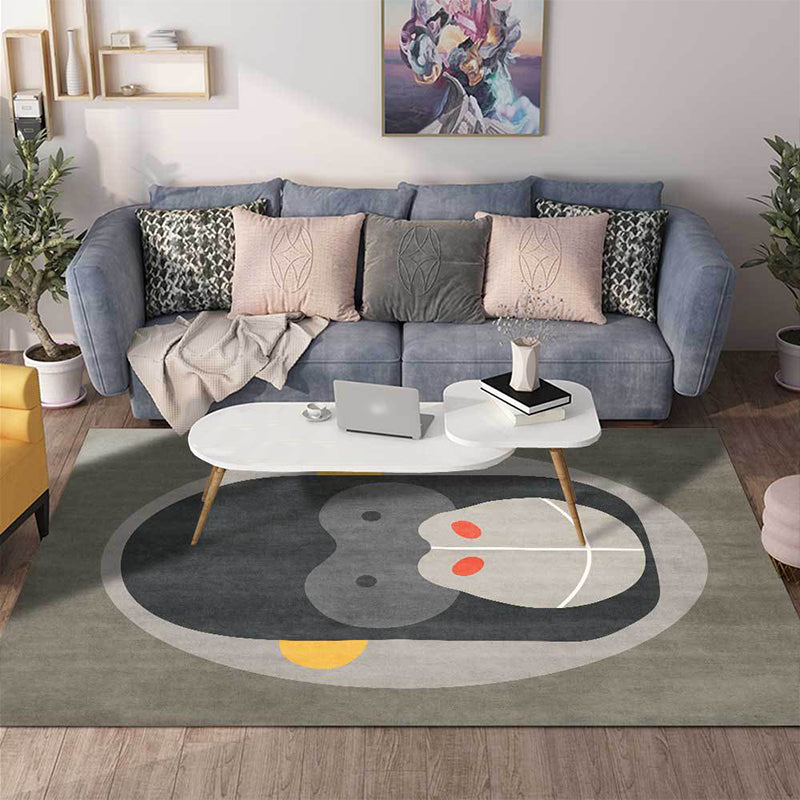 Rynx | Casual Kids Carpet in Gray Animal Orangutan Pattern Carpet Polyester Stain-Resistant Carpet for Kids Room