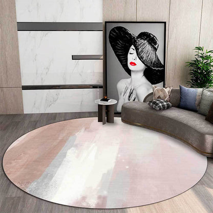 Rynx | Contemporary Brushstroke Pattern Rug Pink Polyester Rug Machine Washable Non-Slip Area Rug for Bedroom